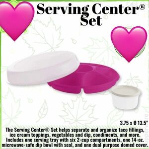 Tupperware Serving Center Set in Radish and White